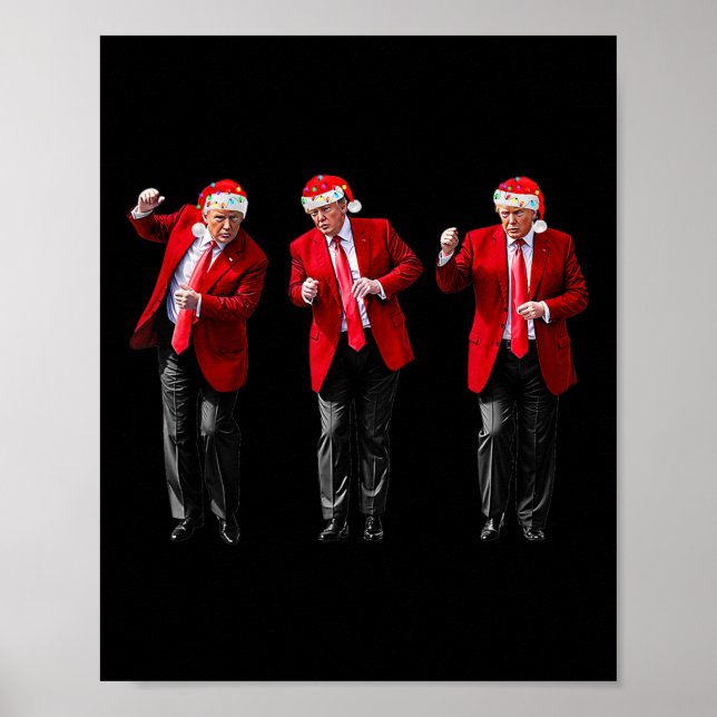 Jul Donald Trump President Dansar Roligt Tomte Poster (Framsidan)