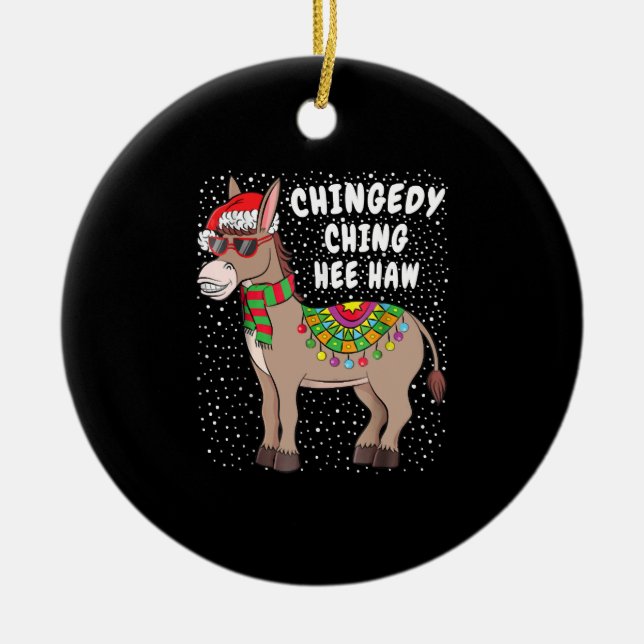 Jul Donkey Funny American Italiano Julafton Gift Julgransprydnad Keramik (Framsidan)