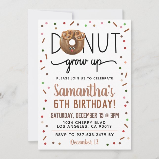 Jul Donut Grow upp födelsedagsinbjudan Inbjudningar (Framsida)