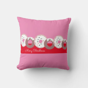 Jul Donuts Strössel Bageri Rosa Röd Kudde