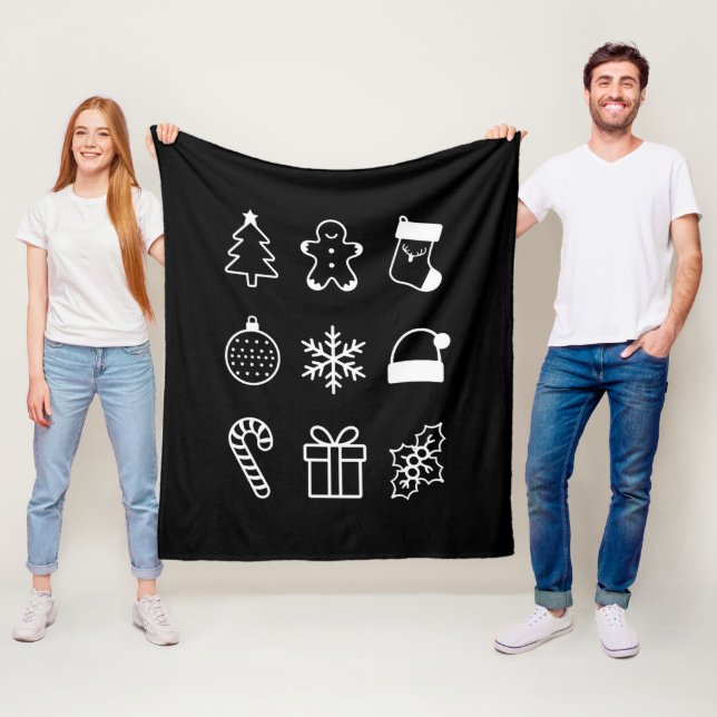 Jul Doodle Gingerbröd Träd Candy Julafton Fleecefilt (På plats)