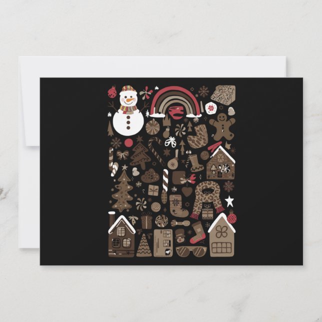 Jul Doodles Retro Holiday Vintage Träd  Julkort (Framsida)