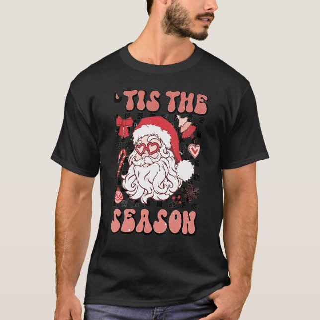 Jul Doodles Tis' Season Retro Helgdag SA T Shirt (Framsida)