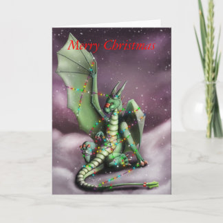 Jul Dragon Fairy Ljus Helgkort