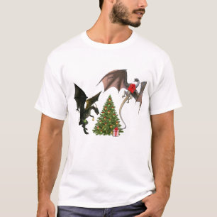 Jul Dragon Mythical Helgdag Träd T Shirt