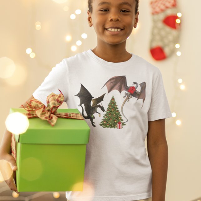 Jul Dragon Mythical Helgdag Träd T Shirt (Skapare uppladdad)