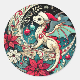 Jul Dragon Runt Klistermärke