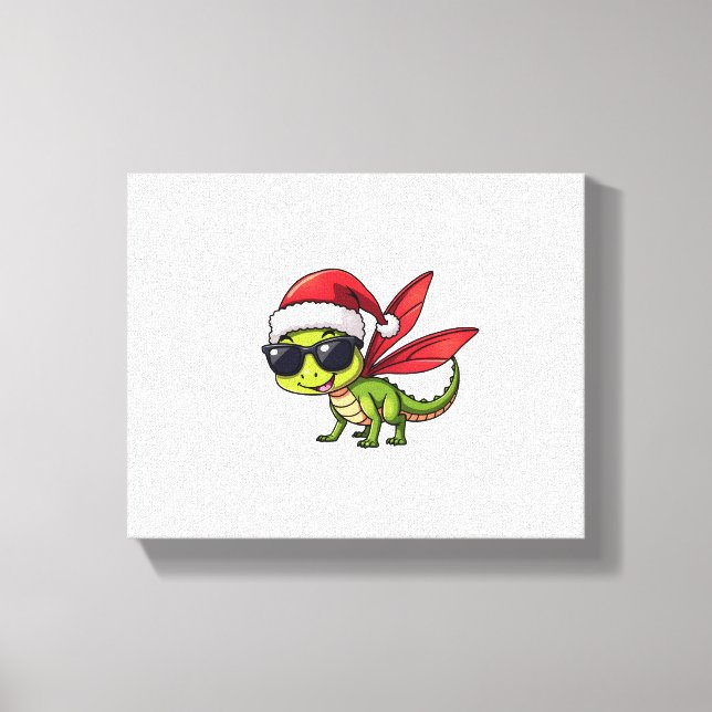 Jul Dragonfly Santa Hat Funny Julafton Kids Canvastryck (Framsida)