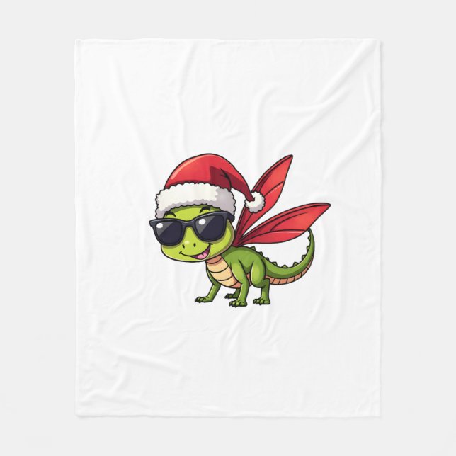 Jul Dragonfly Santa Hat Funny Julafton Kids Fleecefilt (Framsidan)