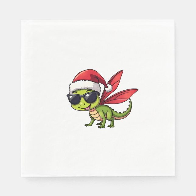 Jul Dragonfly Santa Hat Funny Julafton Kids Pappersservett (Framsidan)