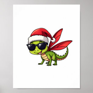 Jul Dragonfly Santa Hat Funny Julafton Kids Poster