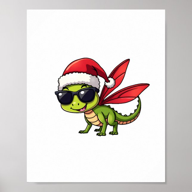 Jul Dragonfly Santa Hat Funny Julafton Kids Poster (Framsidan)