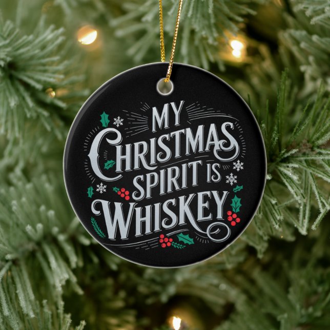 Jul Dryckes Whiskey Älskare Drickare Uttalande  Julgransprydnad Keramik (Träd)