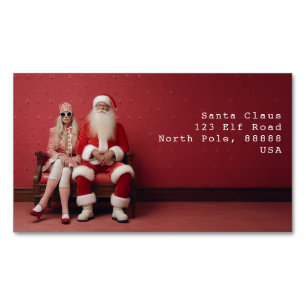Jul Duo: Santa och Claus Magnetiska Visitkort