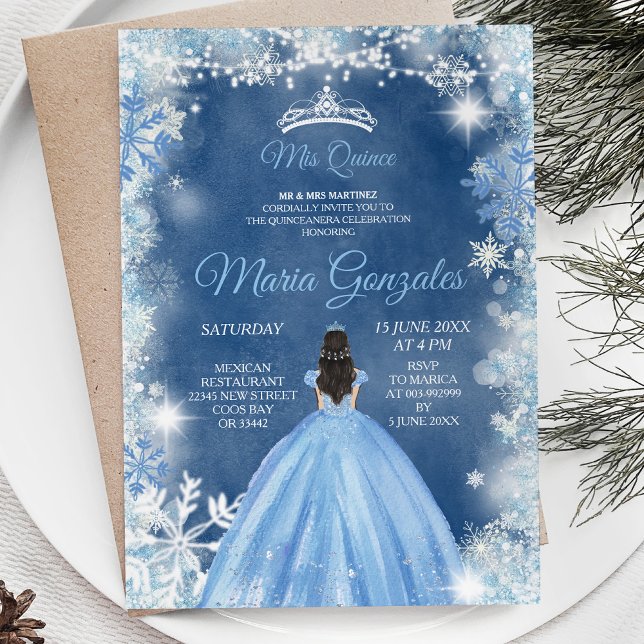 Jul Dusty Blue Princess Quinceanera Inbjudan (Skapare uppladdad)