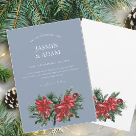 Jul Dusty Blue Winter Festive Bröllop Inbjudningar