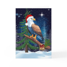 Jul Eagle med Santa Hat Snowy Scene