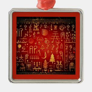 Jul egyptiska hieroglyfer 4 julgransprydnad metall