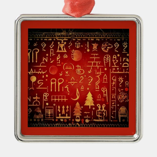 Jul egyptiska hieroglyfer 4 julgransprydnad metall (Framsidan)