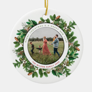 Jul Ekollonskrans Familjefoto Julgransprydnad Keramik