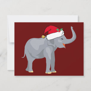Jul elefant i Cute Jultomten Hat Red Julkort
