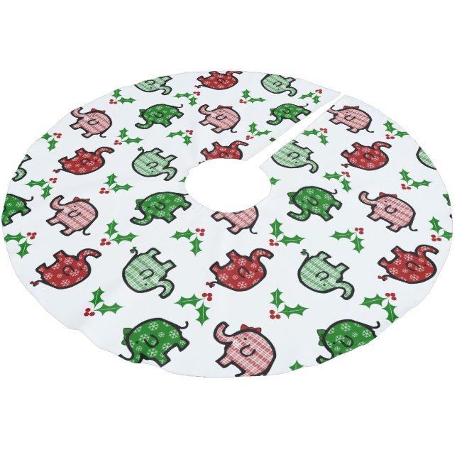 Jul Elefant Mönstrad  Julgransmatta Borstad Polyester (Vinklad)