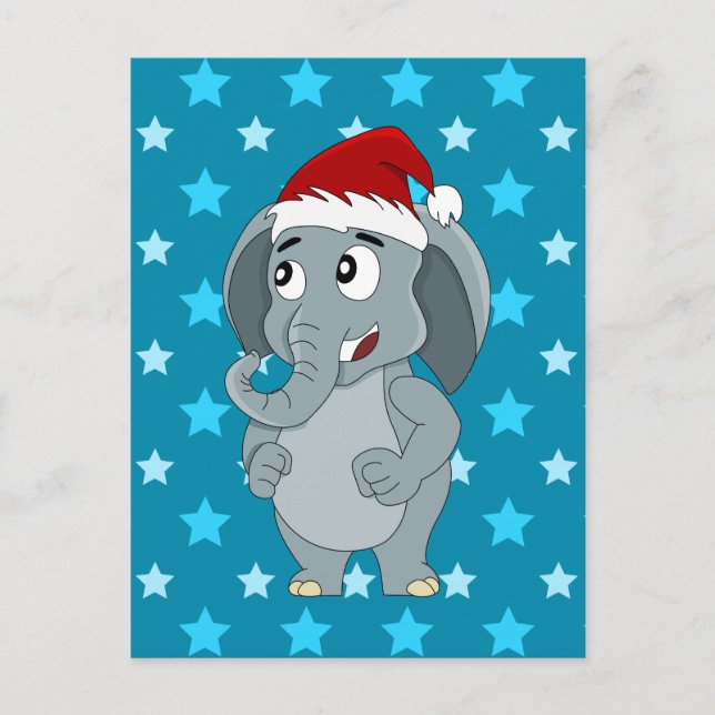 Jul elefant tecknad film helg vykort (Framsida)