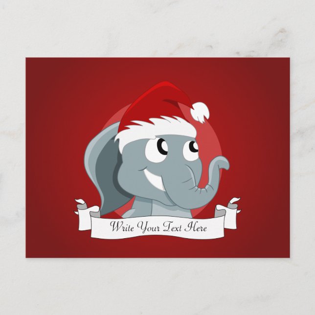 Jul elefant tecknad film helg vykort (Framsida)