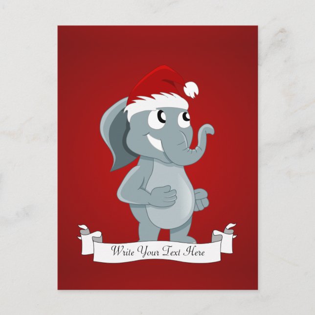 Jul elefant tecknad film helg vykort (Framsida)