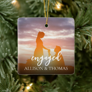 Jul Elegant Foto Enkel Minimalist Engagerad Julgransprydnad Keramik