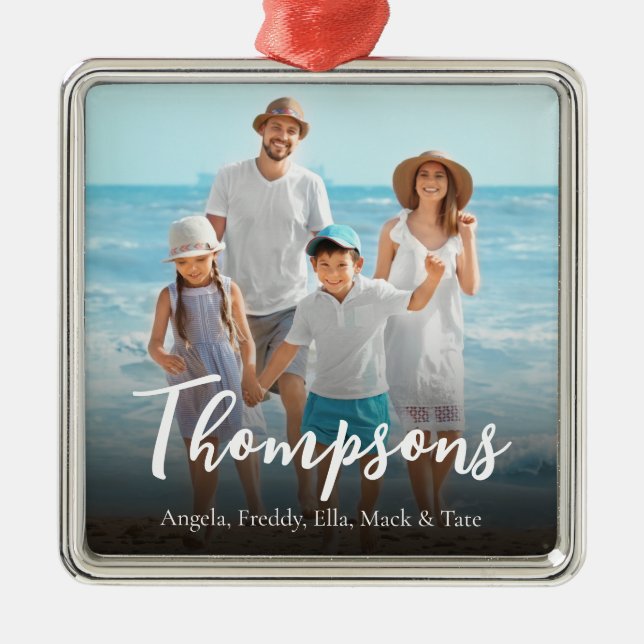 Jul-Elegant Foto Simple Calligraphy-skript Julgransprydnad Metall (Framsidan)