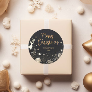 Jul Elegant Guld Merry Runt Klistermärke