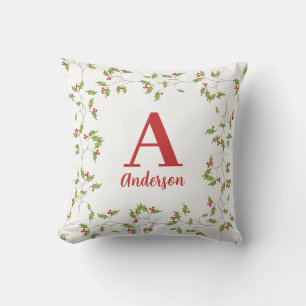 Jul Elegant Högtid Julgran Monogram Grönska Kudde