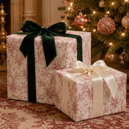 Jul Elegant Rött Lövverk Grönska Högtid Presentpapper