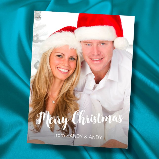 Jul-Elegant, skript Foto 2 Side Design Helg Vykort (Skapare uppladdad)