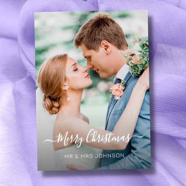 Jul-Elegant, skript Foto 2 Side Design Julkort (Skapare uppladdad)