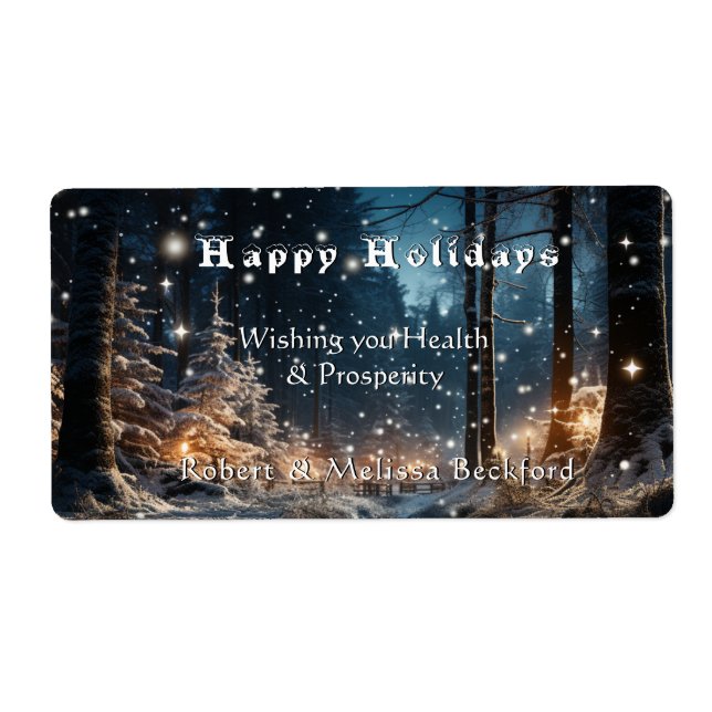 Jul Elegant Vinter Festlig Skog Fraktsedel (Framsidan)