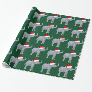 Jul Elephant Cute Grönt Presentpapper