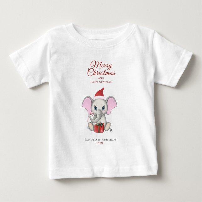 Jul Elephant | Personlig Baby T- T Shirt (Framsida)