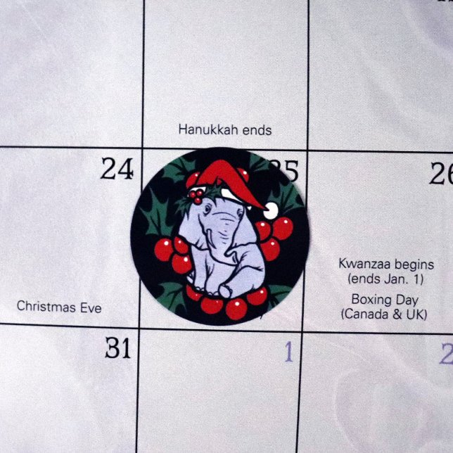 Jul Elephant Runt Klistermärke (Skapare uppladdad)