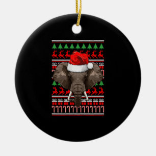 Jul Elephant Santa Hat Cute Animal Ugly Julafton Julgransprydnad Keramik