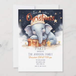 Jul Elephant Watercolor Inbjudningar