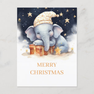 Jul Elephant Watercolor Vykort