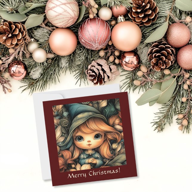 Jul Elf-Anpassadet Julkort (Adorable Christmas Elf Customizable Holiday Card)