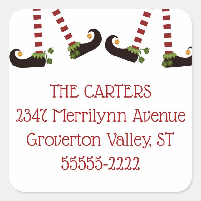 Jul Elf Ben Returadress Fyrkantigt Klistermärke (Framsida)