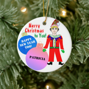 Jul Elf Blue Rosa Ornament Bollar Namn