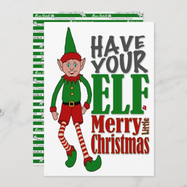 Jul Elf Boy Greeting Card Julkort (Fram/baksida)