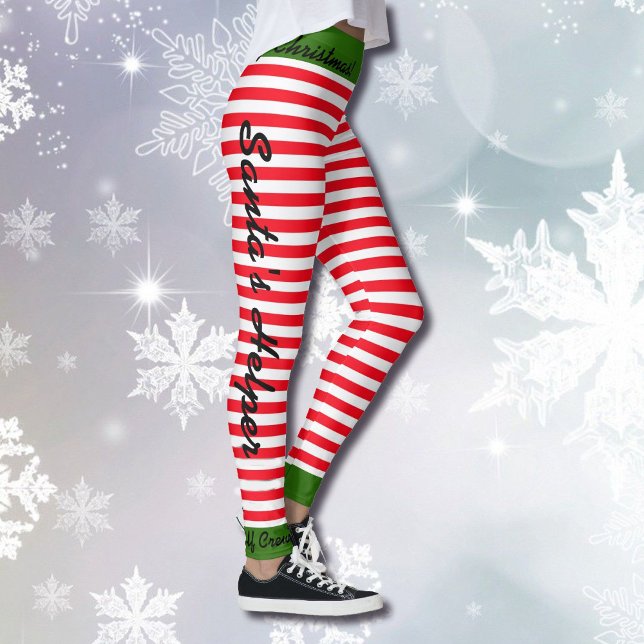 Jul Elf Crew Leggings Santa Helper Ditt namn (Skapare uppladdad)