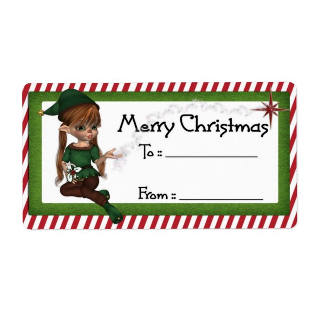 Jul Elf D5: Fantasy jul Gift-etikett Fraktsedel (Framsidan)