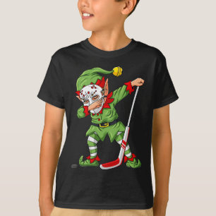 Jul Elf Dabbing Ice Hockey Player Boys Kids T Shirt